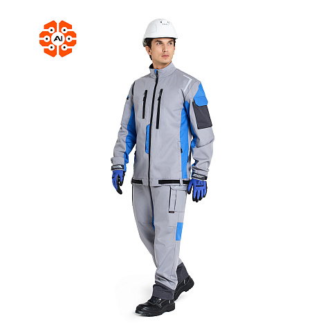 Костюм ПЛАТТ (куртка/брюки) св-серый/голубой/т-серый, тк.смесовая, муж.